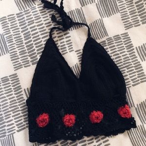 Ecote rose pattern crochet crop top